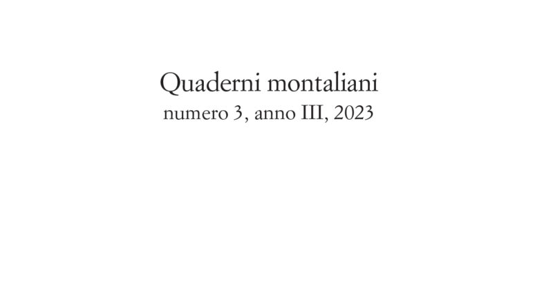 Verdino: Montale a Luzi “Quaderni montaliani 2023”